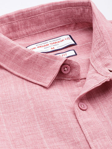 Men's Pink Slim Fit Striped Casual Shirt