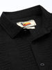 Men's Black Regular Fit Solid Textured Shirt