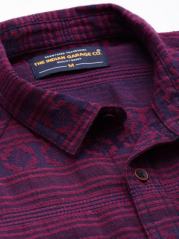 Men's Pink Relaxed Fit Textured Casual Shirt