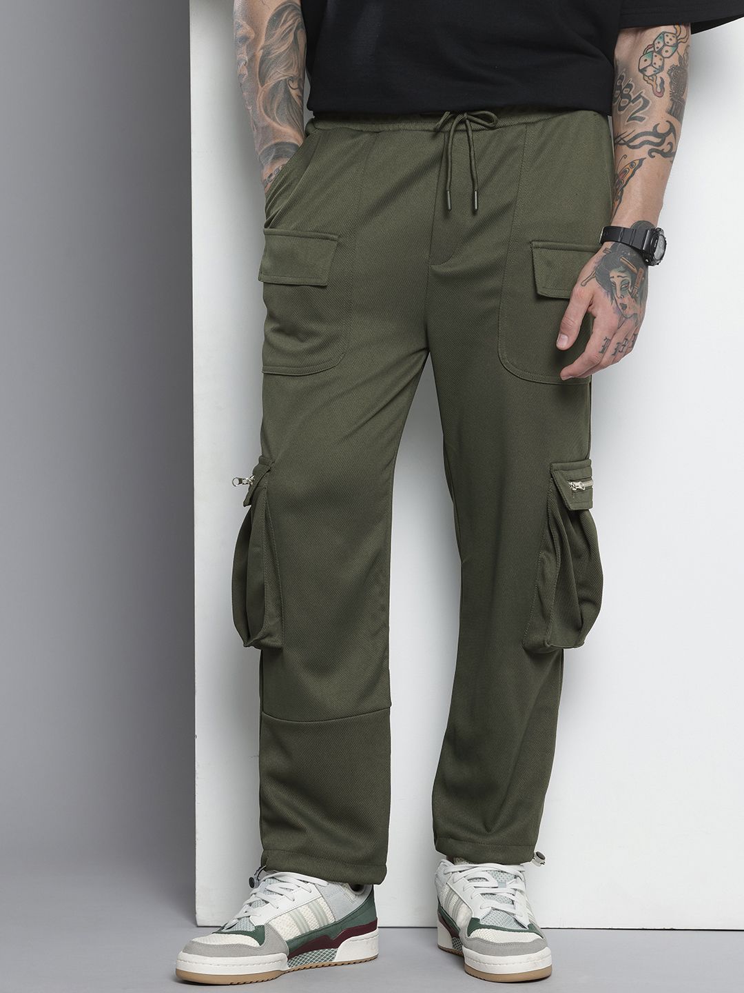 Men's Olive Relaxed Fit Street Joggers