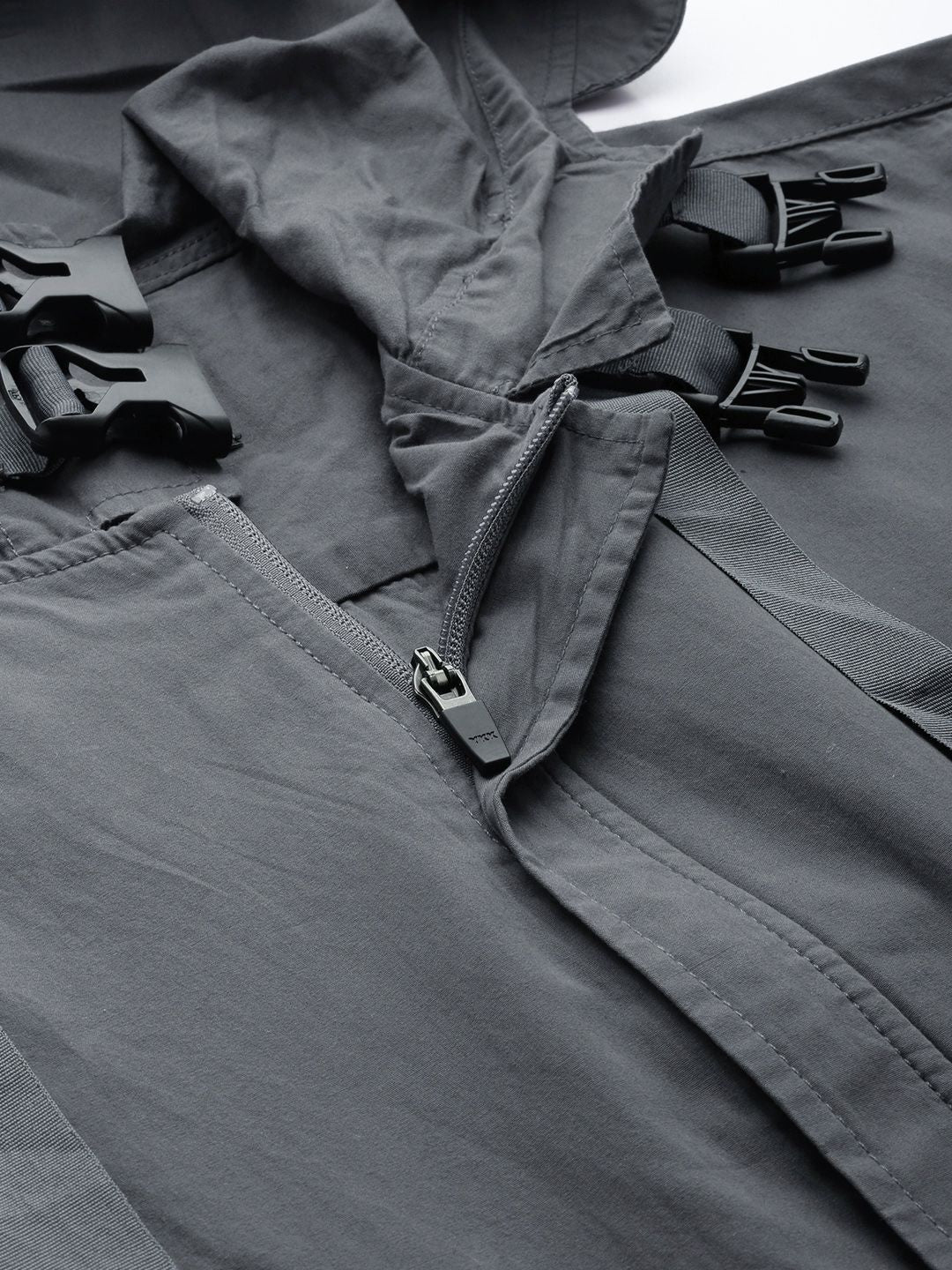 Men's Grey Boxy Fit Solid Street Shirt