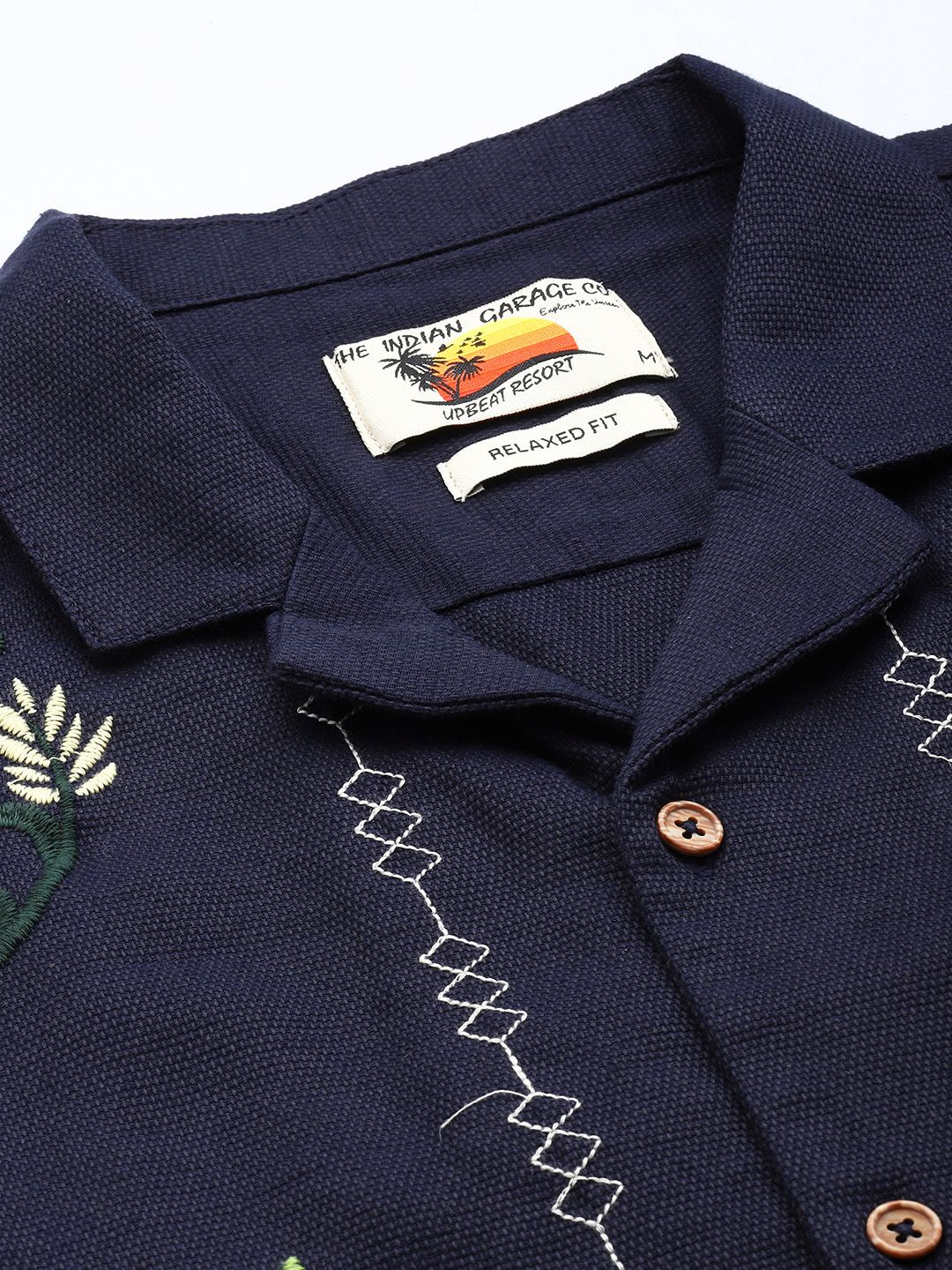 Men's Blue Relaxed Fit Solid Resort Wear Shirt