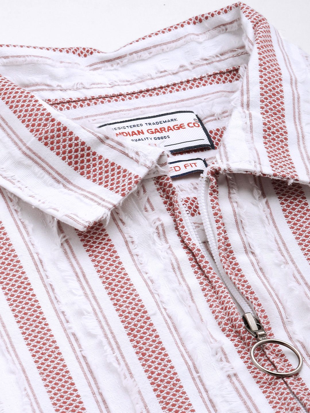 Men's White Relaxed Fit Striped Resort Wear Shirt