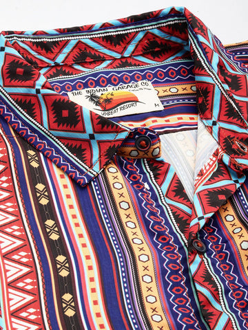 Men's Multicolor Relaxed Fit Aztec Resort Wear Shirt