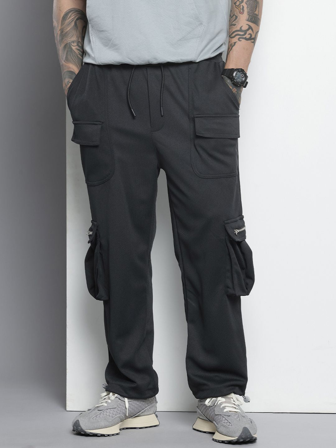 Men's Black Relaxed Fit Street Joggers