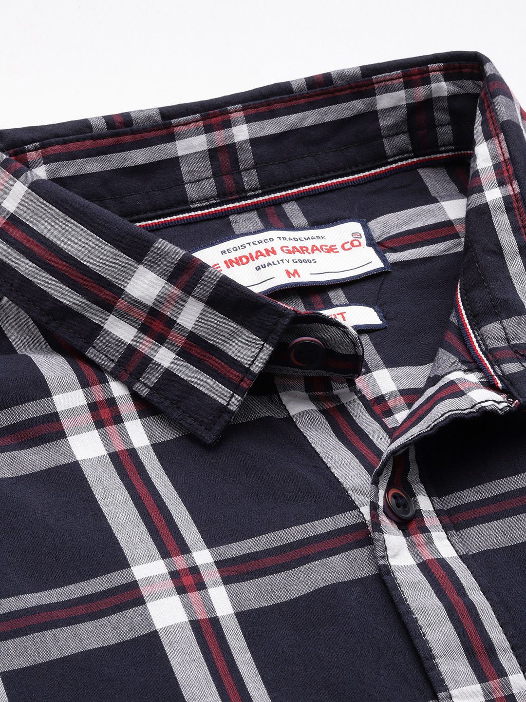 Men's Navy Blue Slim Fit Checked Casual Shirt