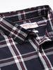 Men's Navy Blue Slim Fit Checked Casual Shirt