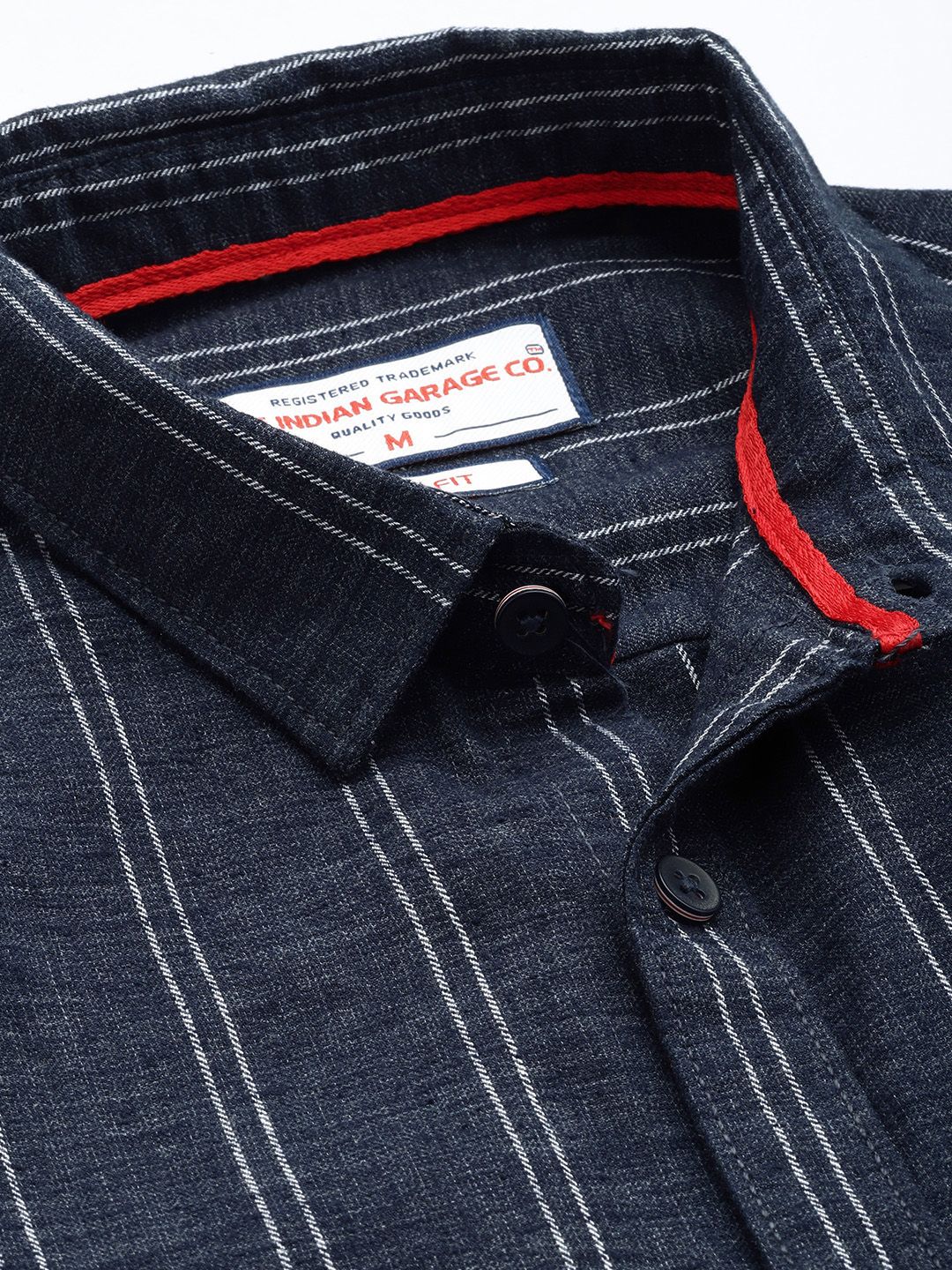Men's Navy Blue Slim Fit Striped Casual Shirt