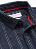 Men's Navy Blue Slim Fit Striped Casual Shirt