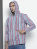 Men's Blue Relaxed Fit Striped Bohemian Shirt