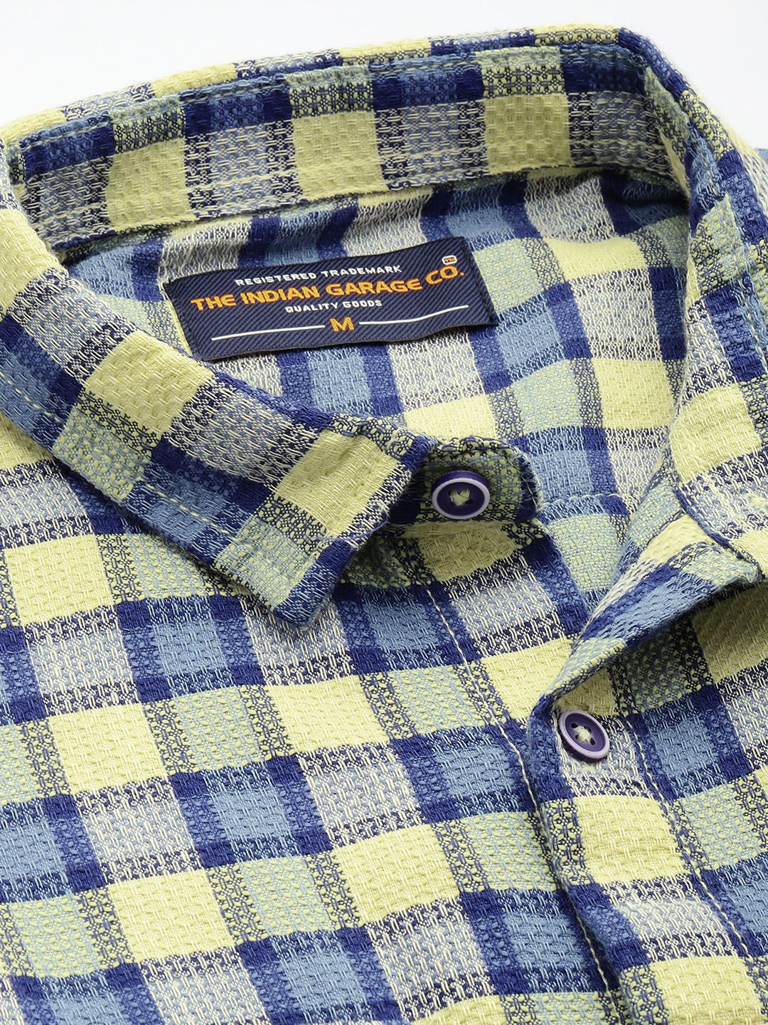 Men's Orange Relaxed Fit Checked Casual Shirt