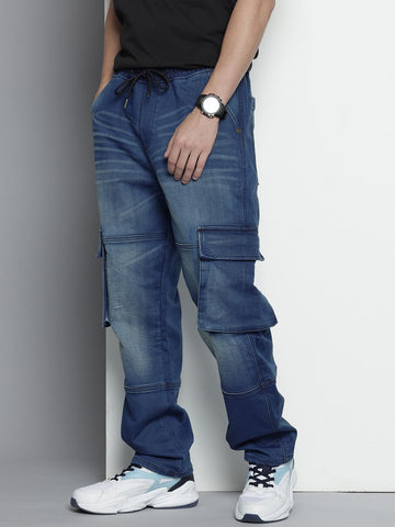 Men's Blue Regular Fit Utility Jeans