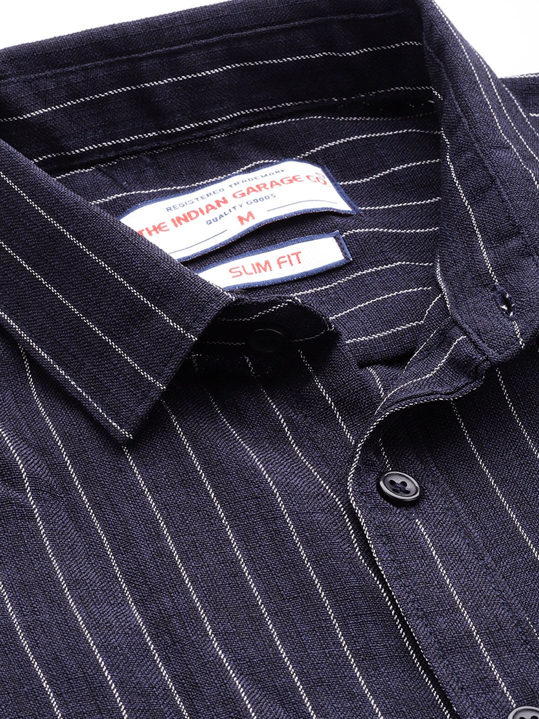 Men's Navy Blue Slim Fit Striped Casual Shirt