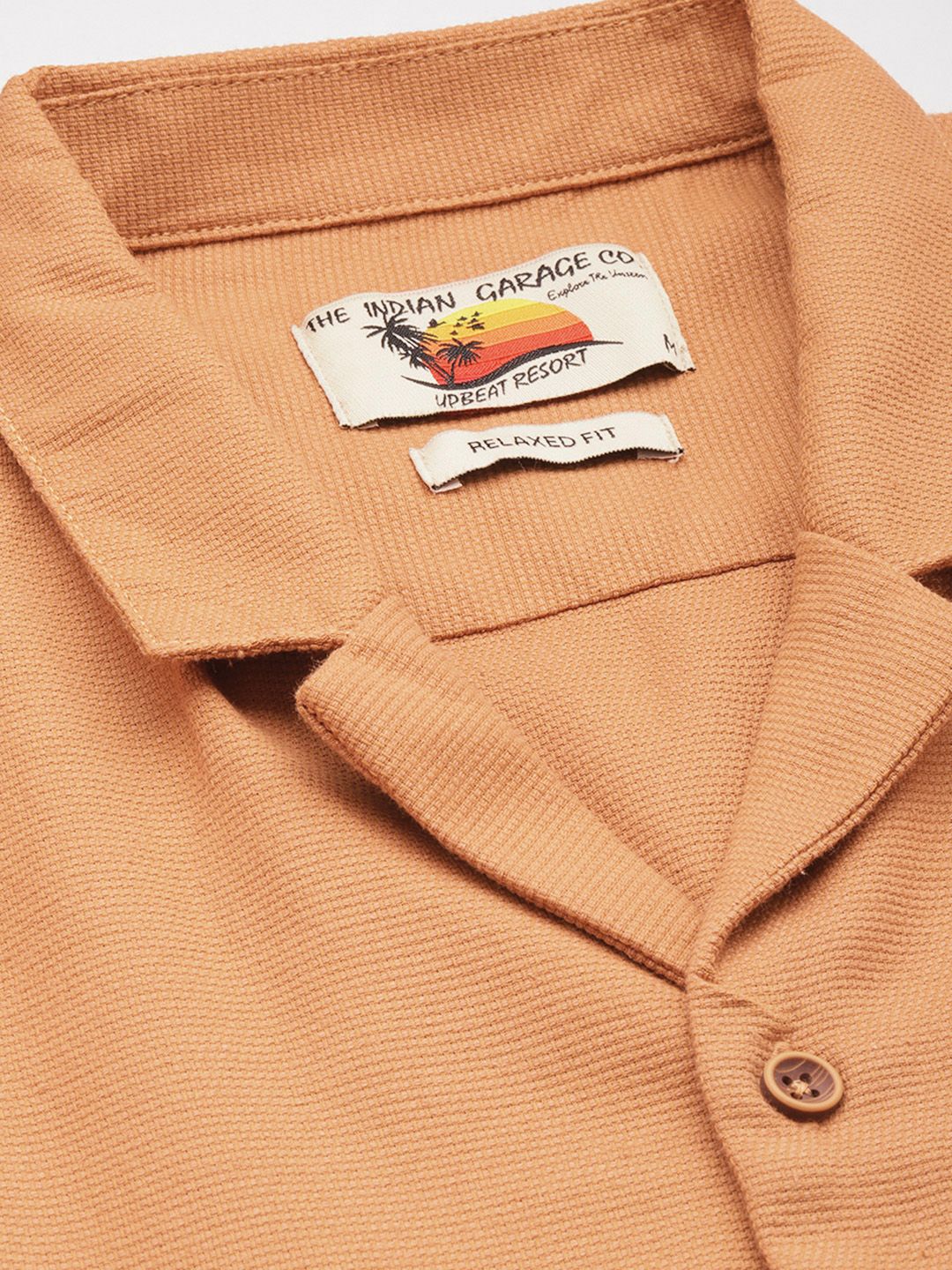 Men's Yellow Relaxed Fit Solid Resort Wear Shirt