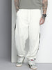Men's White Relaxed Fit Textured Baggy Joggers