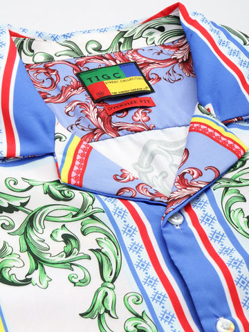 Men's Multicolor Oversized Fit Printed Print Shirt