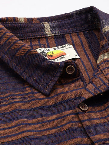 Men's Brown Relaxed Fit Printed Bohemian Shirt