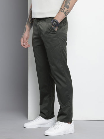 Men's Grey Regular Fit Casual Trousers