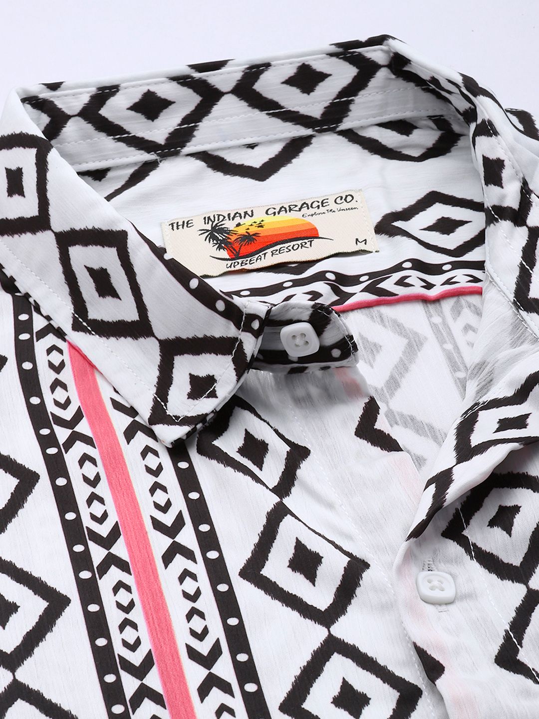 Men's White Relaxed Fit Printed Resort Wear Shirt