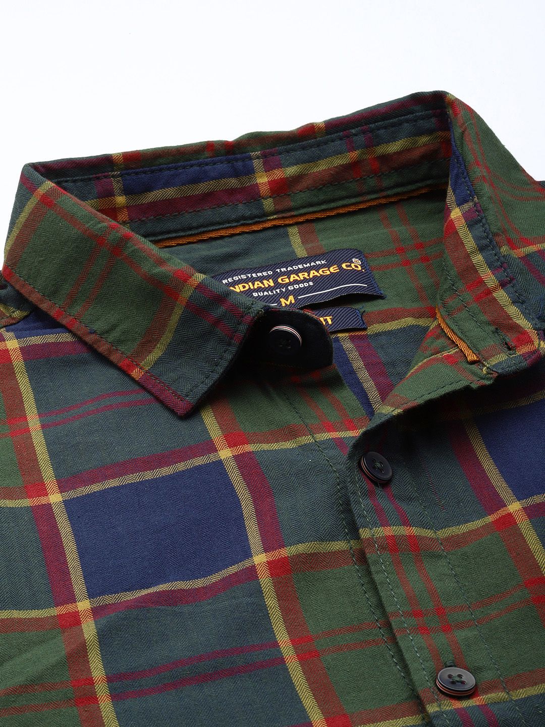 Men's Green Slim Fit Checked Casual Shirt
