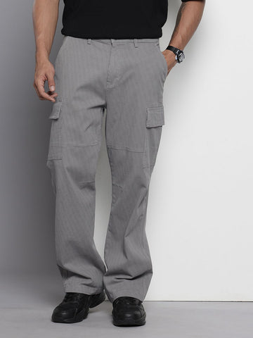 Men's Grey Relaxed Fit Utility Cargo