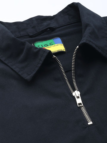 Men's Navy Blue Regular Fit Graphic Printed Street Wear Shirt