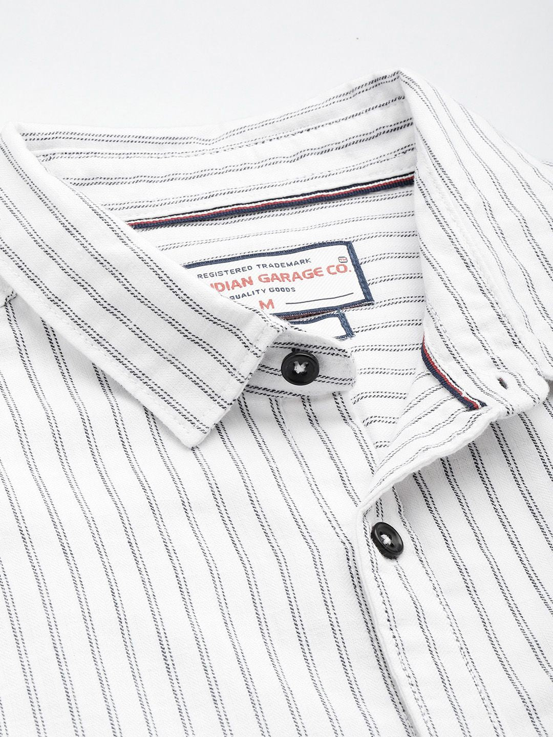 Men's White Slim Fit Striped Casual Shirt