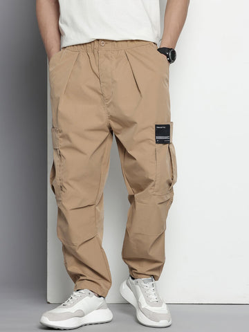 Men's Khaki Loose Fit Utility Cargo