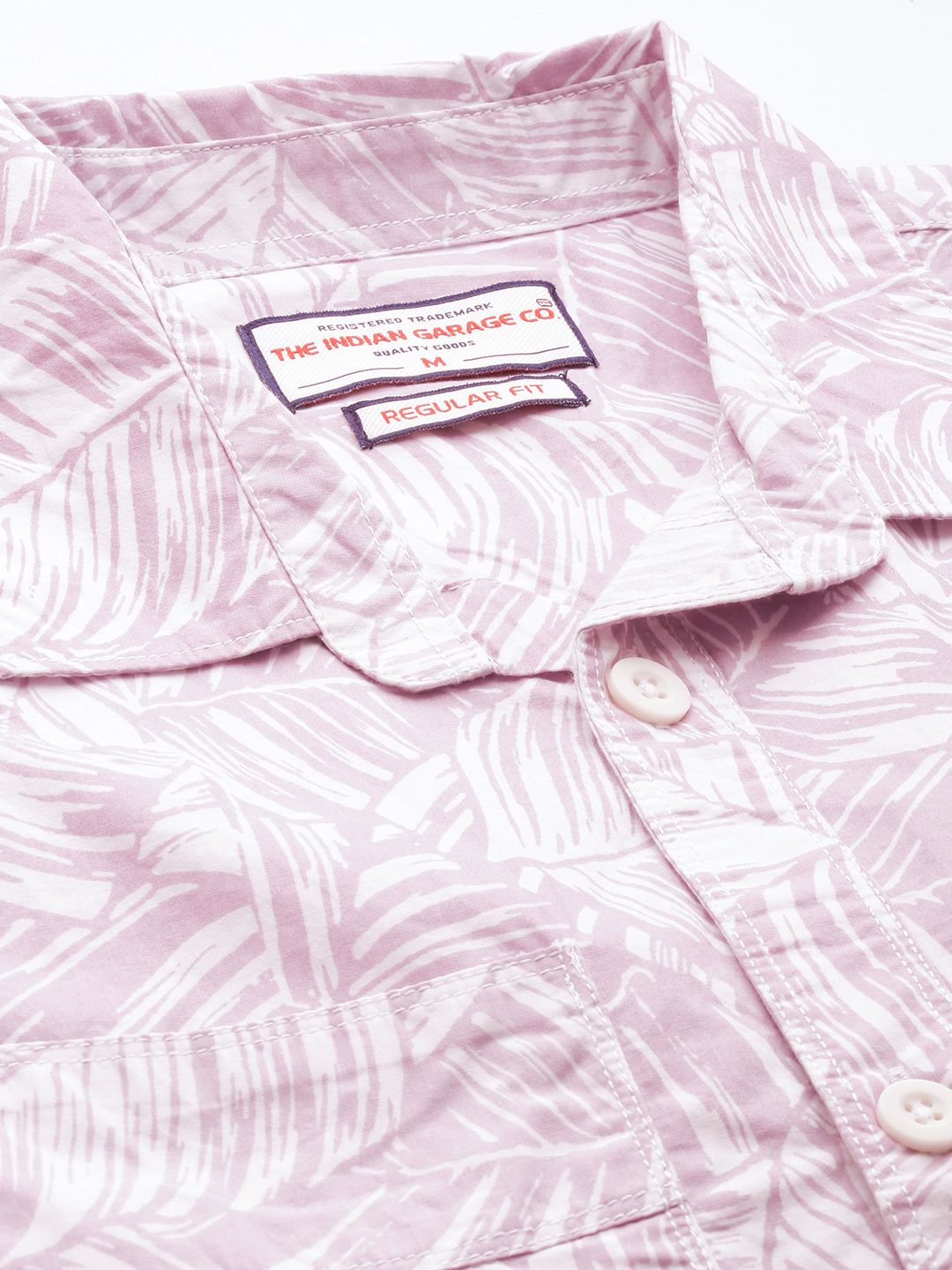 Men's Pink Regular Fit Printed Casual Shirt
