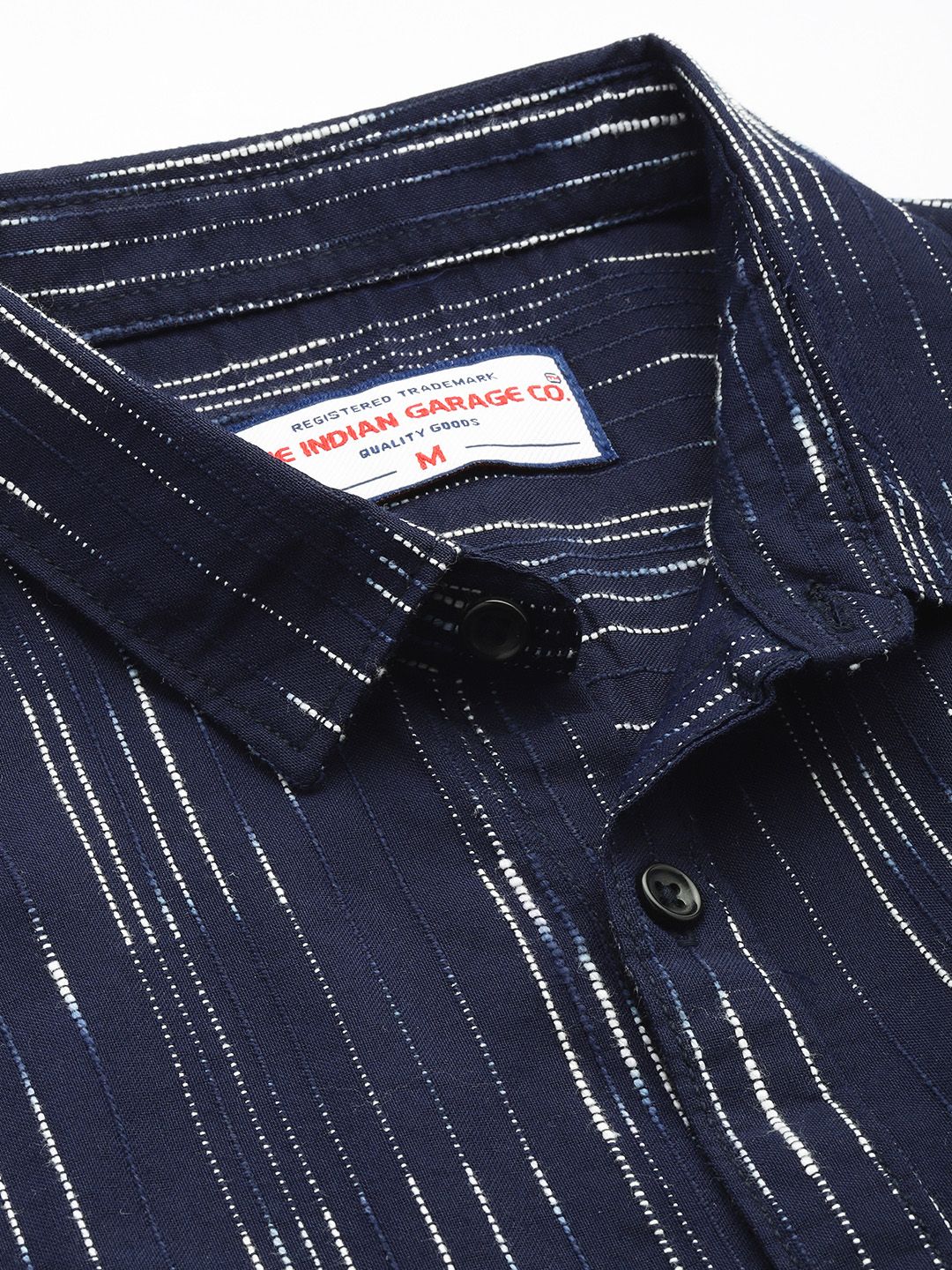 Men's Navy Blue Slim Fit Striped Casual Shirt