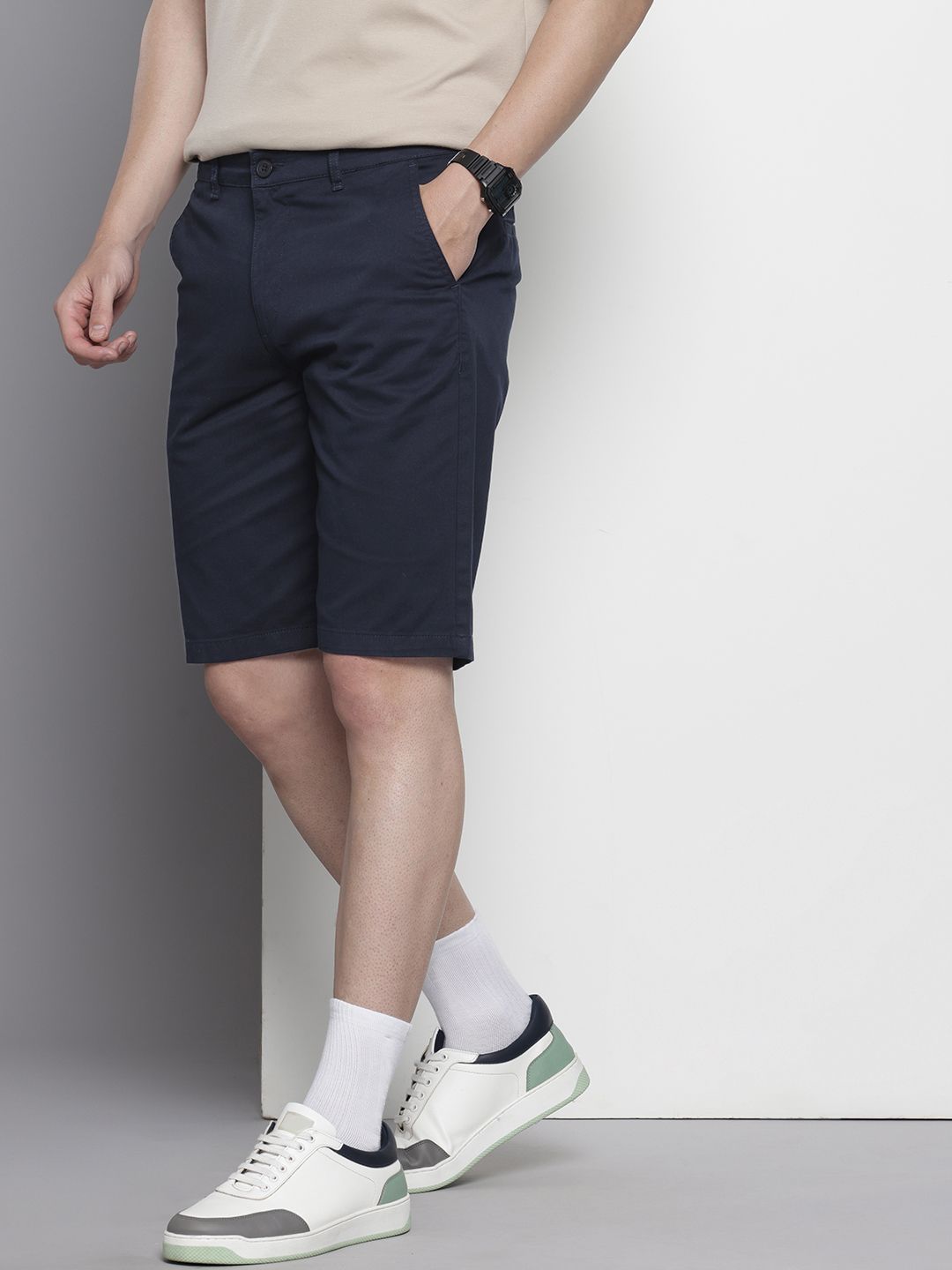 Men's Navy Regular Fit Casual Shorts
