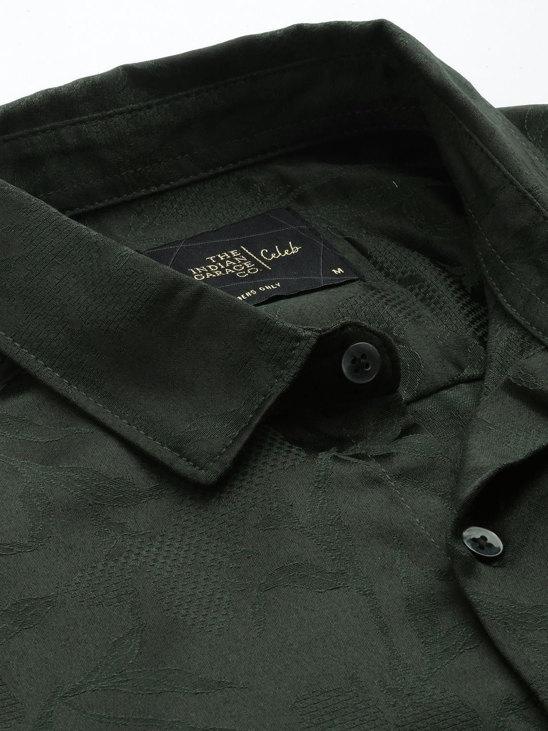 Men's Green Slim Fit Textured Party Wear Shirt