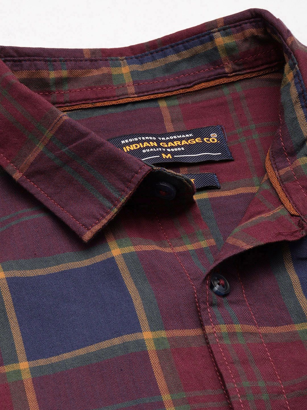 Men's Red Slim Fit Checked Casual Shirt