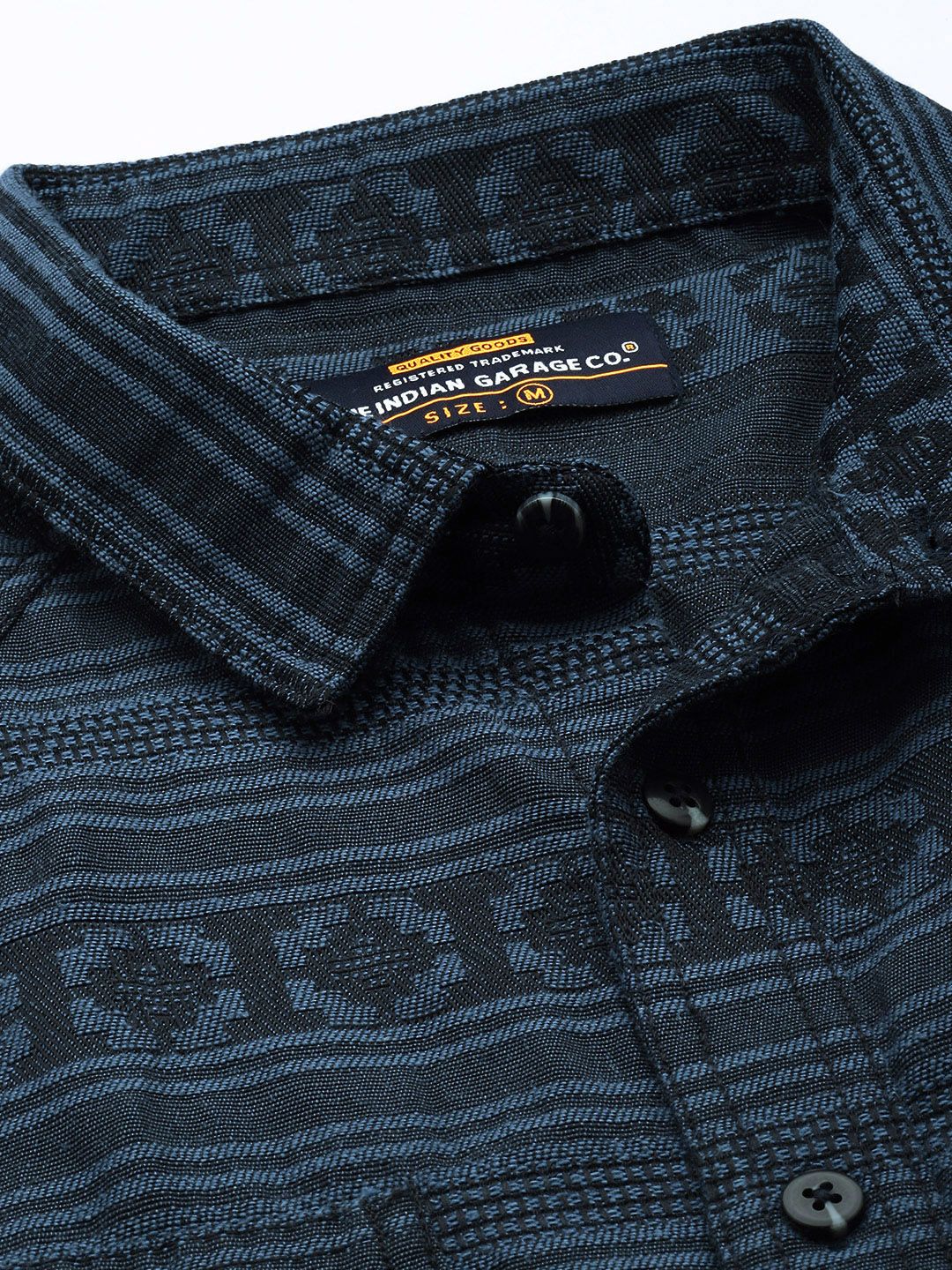 Men's Blue Relaxed Fit Textured Casual Shirt