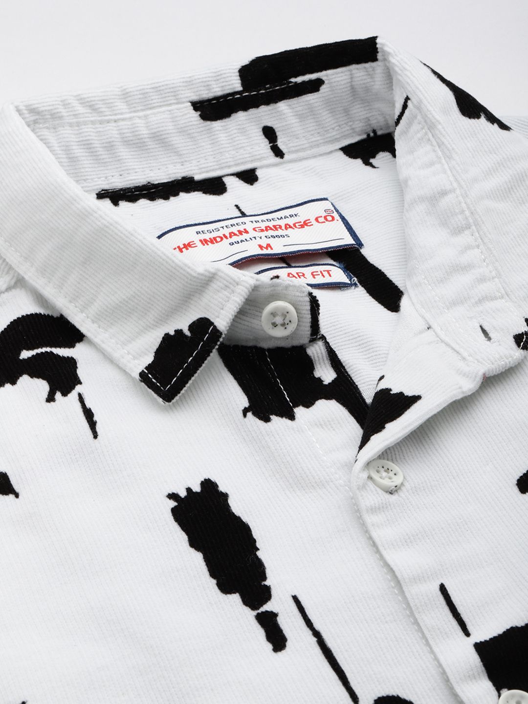 Men's White Regular Fit Printed Casual Shirt