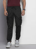 Men's Black Relaxed Fit Textured Cargo Joggers