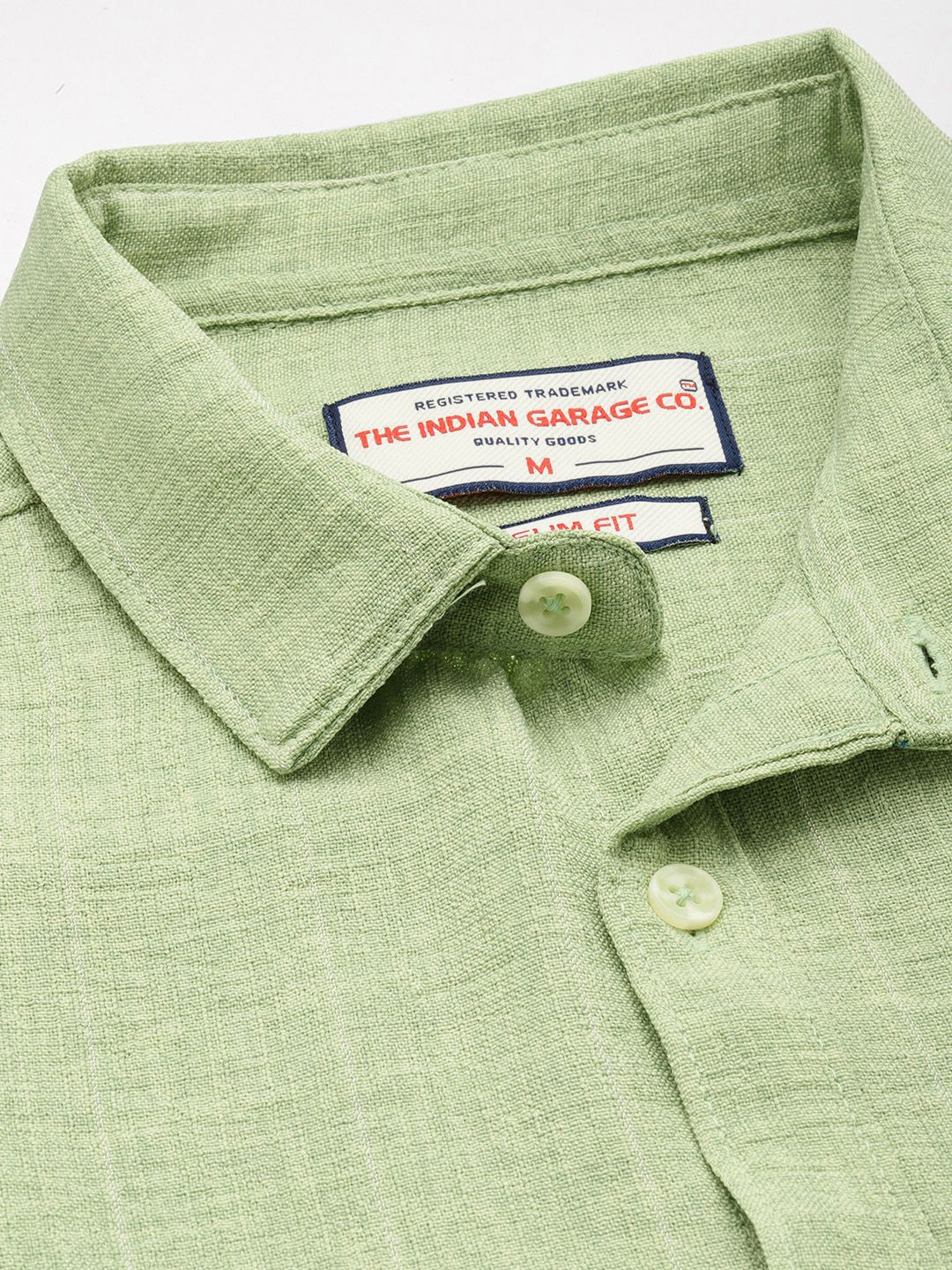 Men's Green Slim Fit Striped Casual Shirt