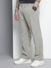 Men's Grey Straight Fit Textured Trousers