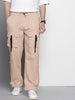 Men's Beige Relaxed Fit Solid Utility Cargo Jogger