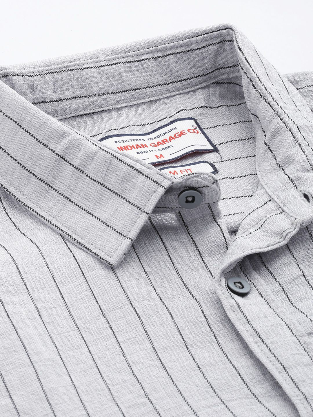 Men's Grey Slim Fit Striped Casual Shirt