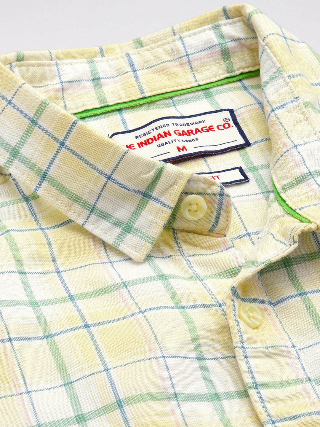 Men's Yellow Slim Fit Checked Casual Shirt