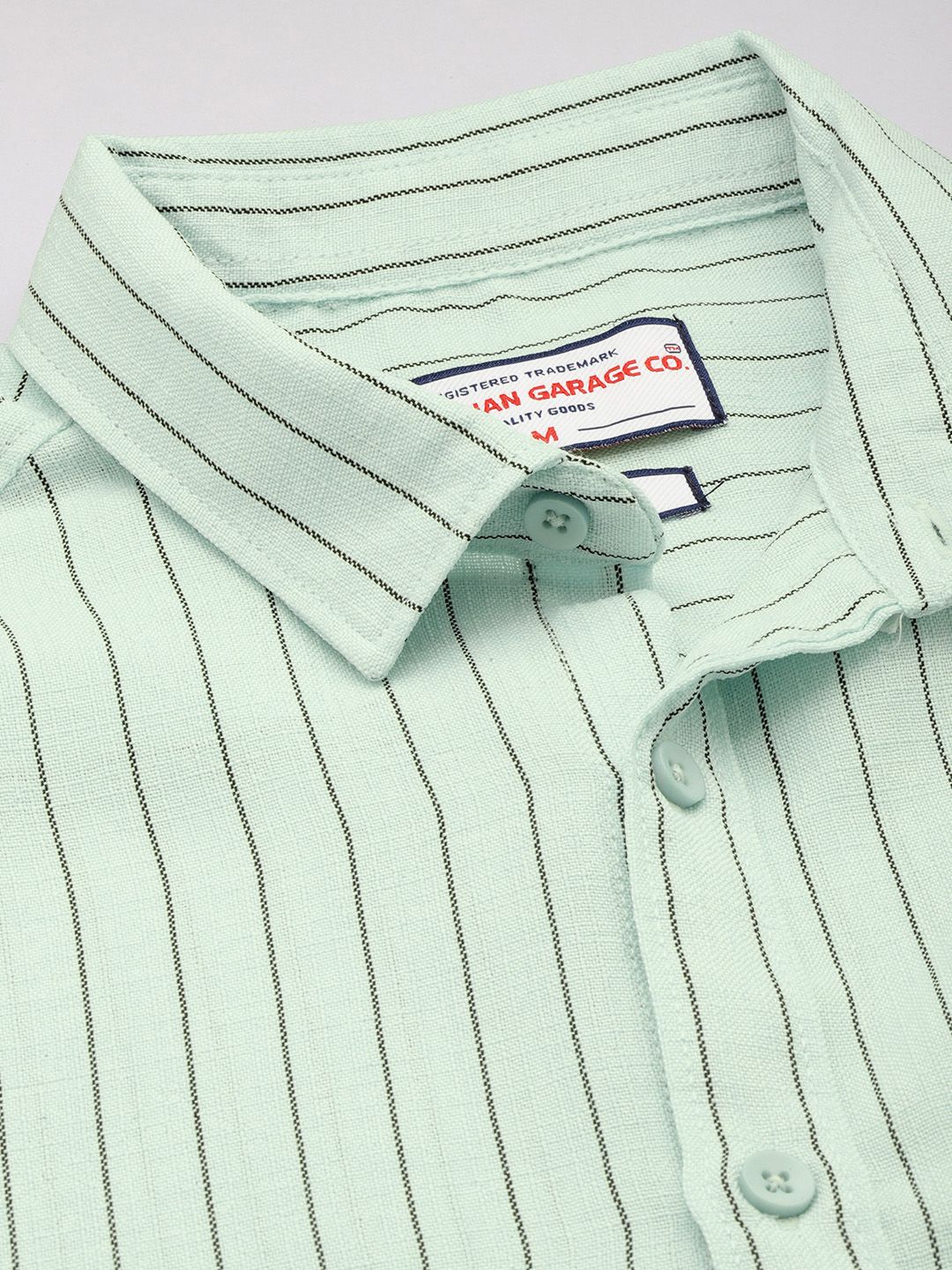 Men's Green Slim Fit Striped Casual Shirt