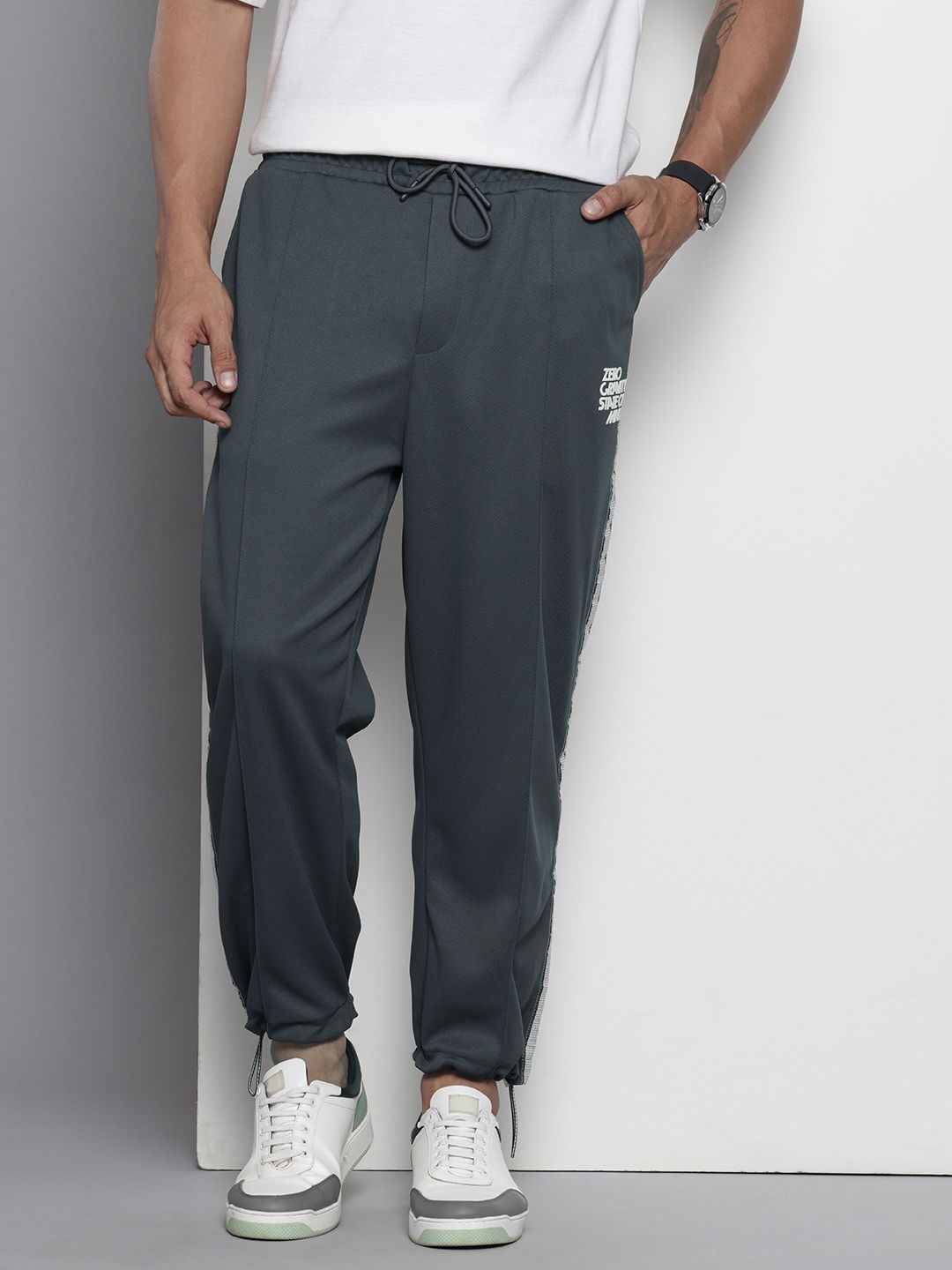 Men's Grey Relaxed Fit Street Joggers