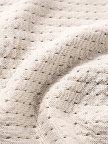 Men's Cream Oversized Fit Textured Flat Knit Shirt