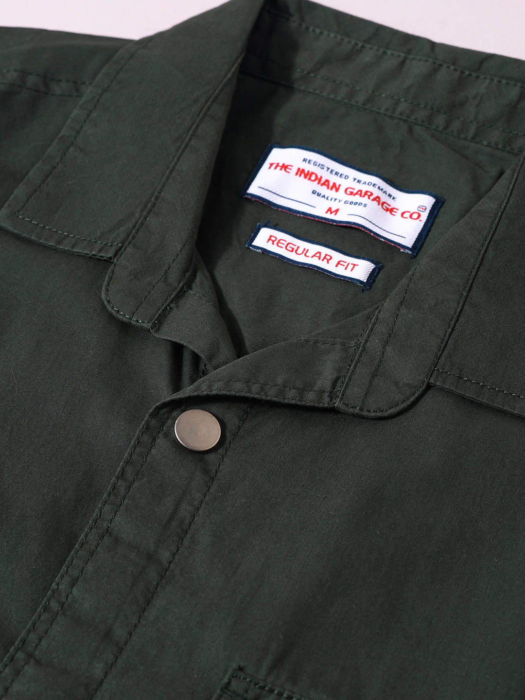 Men's Green Regular Fit Utility Solid Shirt