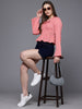 Freehand Peach The Indian Garage Co Women Regular Fit Textured Cinched Waist Top