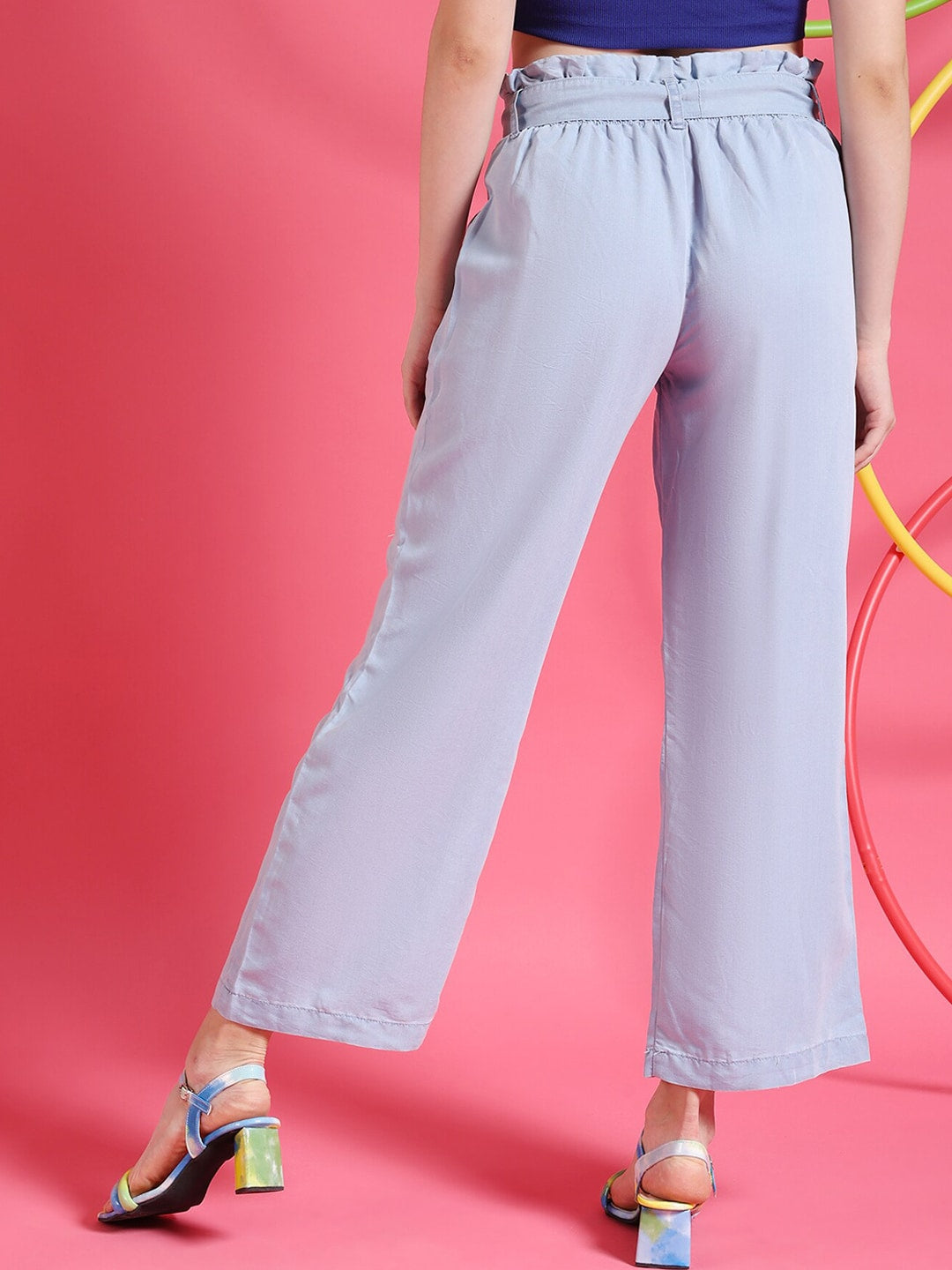 Shop Women High Waist Denim Flare Pants Online.