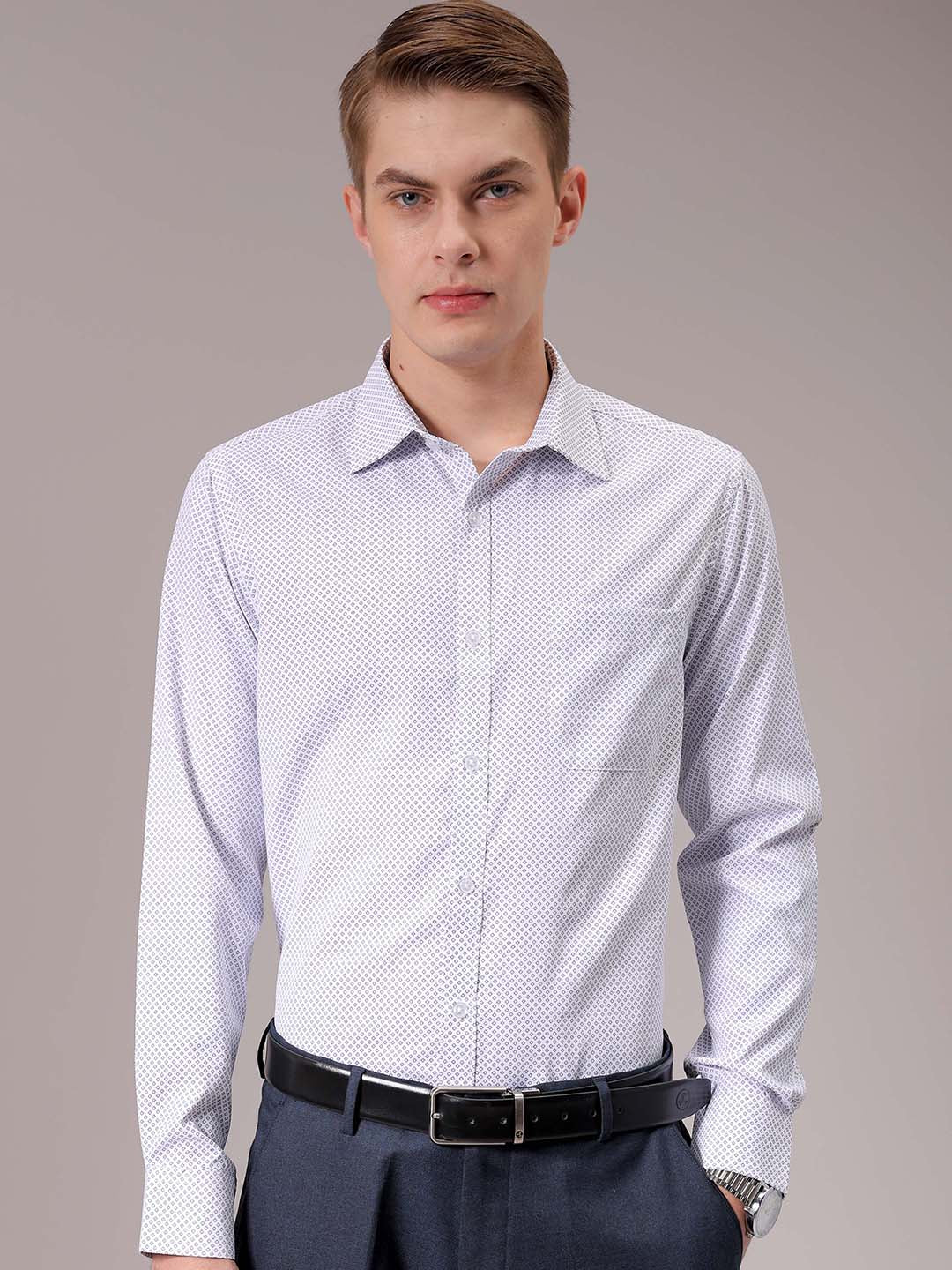 Men's Blue Slim Fit Ditsy Formal Shirt