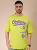 Men's Green Oversized Placement Printed T-Shirt