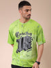 Men's Green Oversized Paisley Printed Round Neck T-shirt